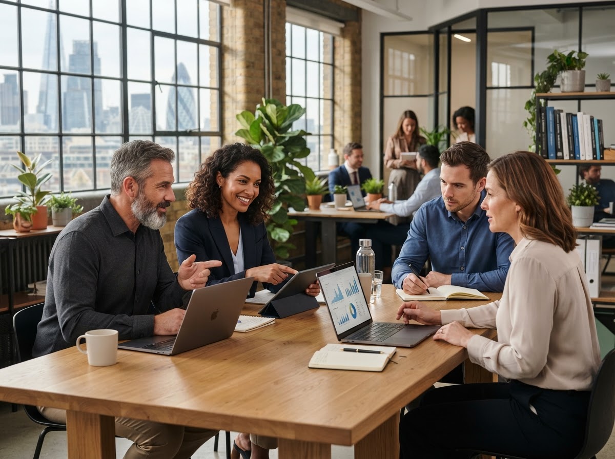 Firme Capitaveo team reviewing data-driven investment strategy